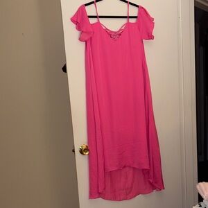 Jennifer Lopez Vibrant Pink High Low Dress